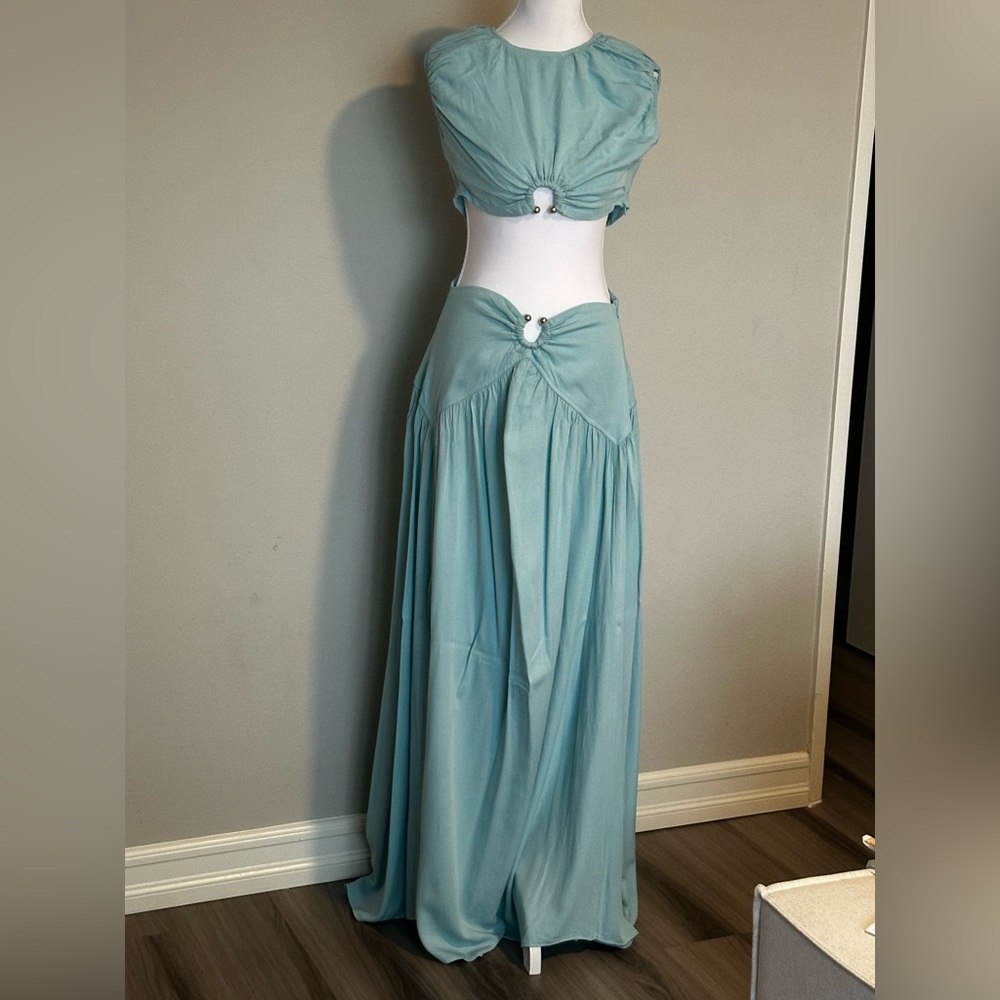 Egoiste Light Teal Two-Piece Maxi Set